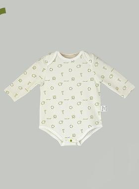 ArborTree 环保印花100%天然有机棉宝宝春秋长袖三角包屁衣爬服