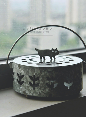 日本进口马口铁手提猫咪香炉