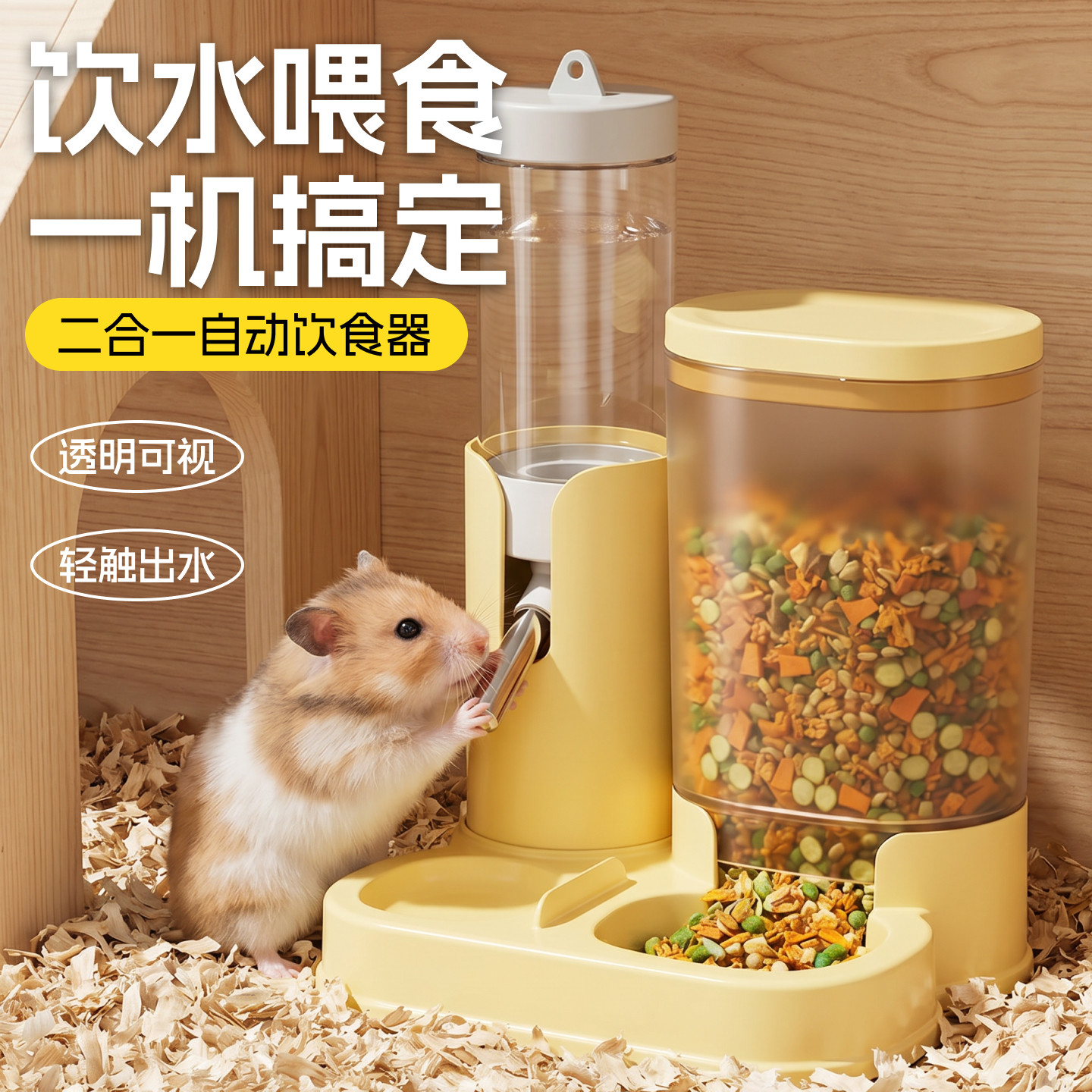 仓鼠水壶金丝熊饮水器专用喝水喂水荷兰猪食盆二合一大容量不漏水