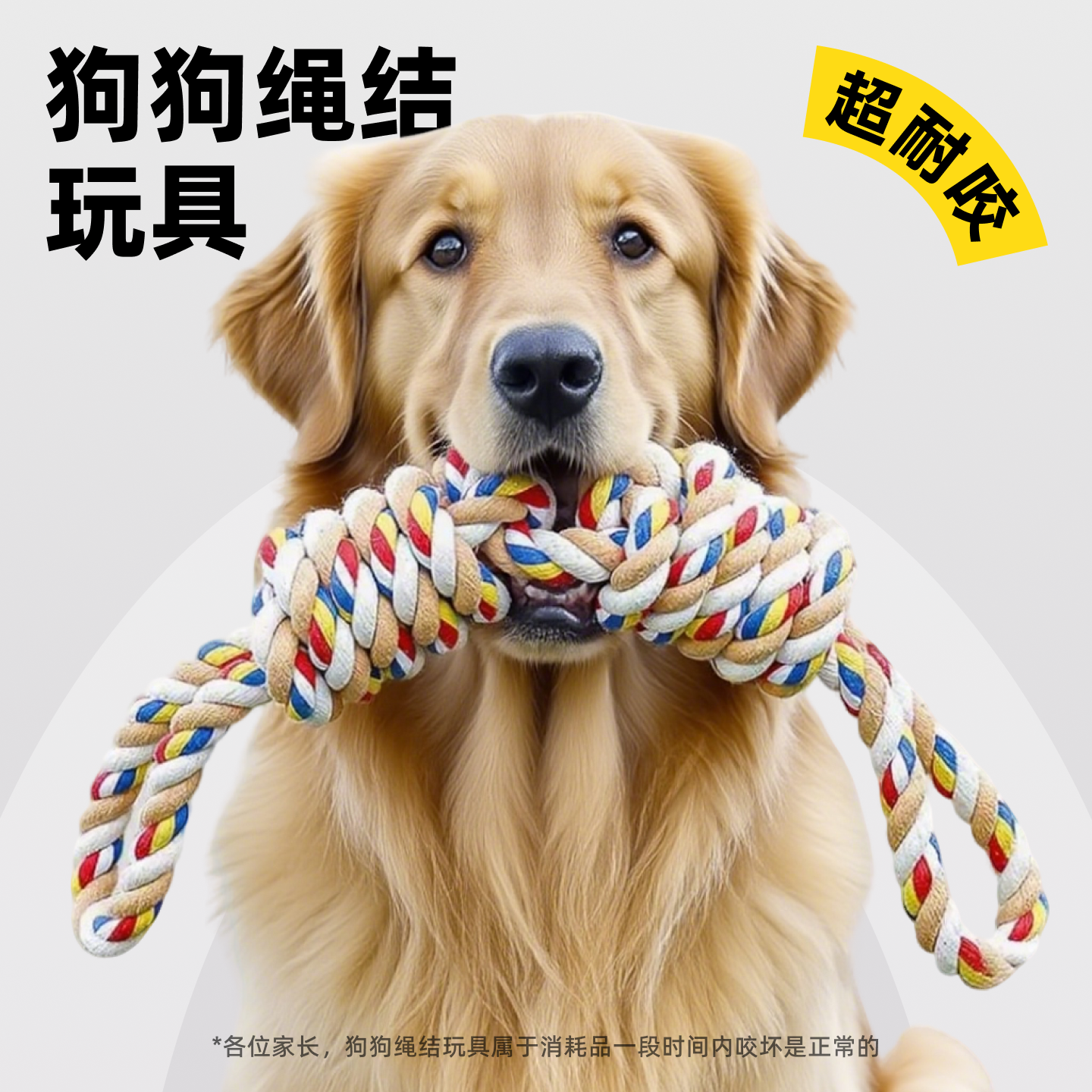 磨牙玩具狗狗绳结耐咬拔河玩具狗咬绳拉扯绳子解闷神器大型犬专用