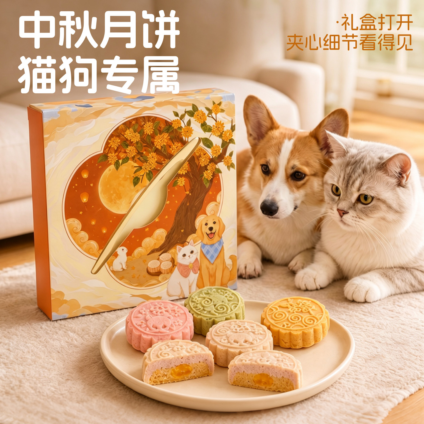 宠物月饼中秋礼盒冻干夹心零食图片