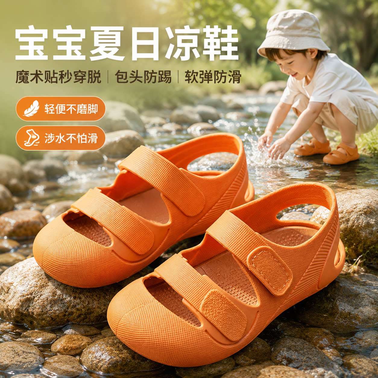 舒适软底果冻鞋夏季新款女宝宝海边可下水防滑沙滩鞋儿童女童凉鞋