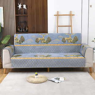 四季通用雪尼尔中式防滑组合沙发垫布定做简约全包贵妃床坐垫套罩