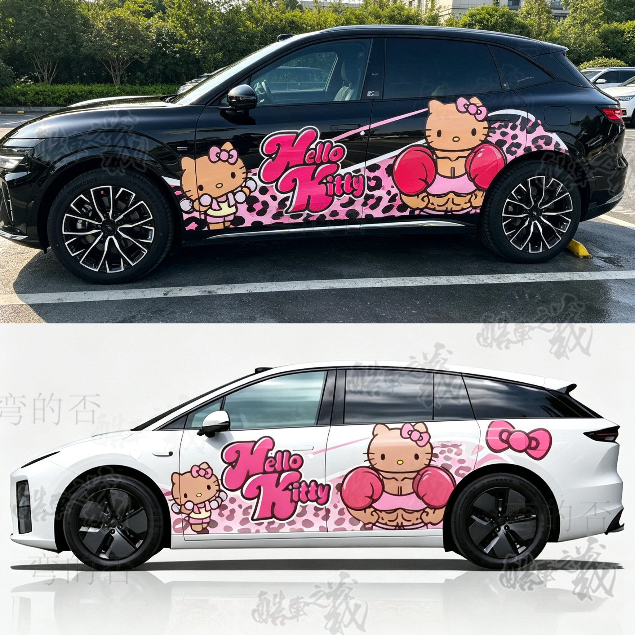 理想i6/i8凯蒂猫黑皮车身贴