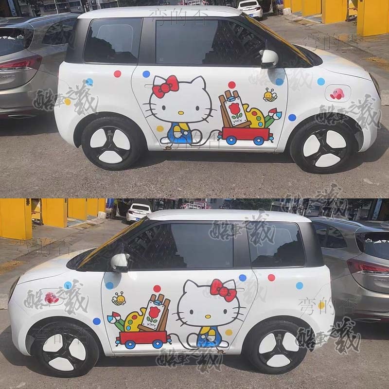 适用长安糯玉米Lumin车贴Hello Kitty凯蒂猫MINIEV可爱卡通车贴纸