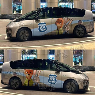 适用理想MEGA车贴疯狂动物城朱迪尼克i6i8埃尔法车身装饰MPV拉花