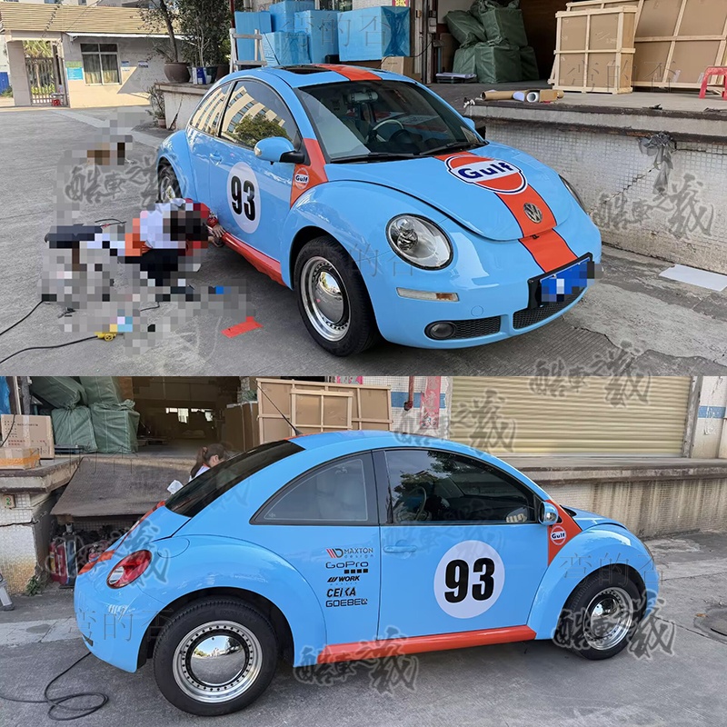 适用于大众甲壳虫海湾石油标车身贴欧拉好猫GULF宝马MINI改装拉花