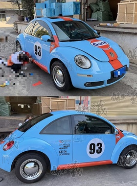 适用于大众甲壳虫海湾石油标车身贴欧拉好猫GULF宝马MINI改装拉花