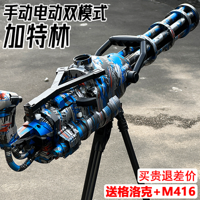 加特林琳重机枪水晶电动连发玩具儿童男孩M416手自一体软弹专用枪