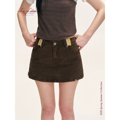 100棉侧拉链直筒牛仔半裙