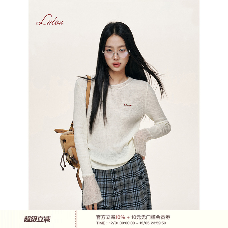 拼接细支马海毛针织长袖打底