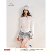 重工水洗 Liilou 牛仔印花 舒适棉质一排扣高腰A字牛仔短裙