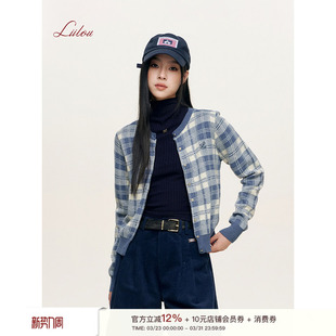 Liilou 格纹开衫 洋裁格纹 圆领针织长袖 毛衣 格纹提花 赵今麦同款