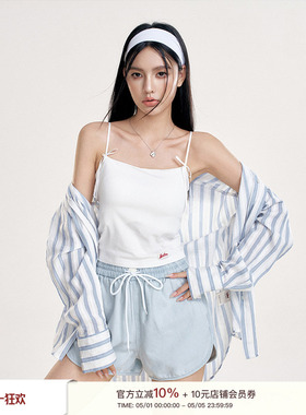 Liilou  Balletcore 自带胸垫 蝴蝶结飘带白色背心吊带春夏内搭