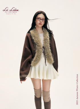 Liilou 26ss 都市游牧 环保毛领 可拆卸毛领蝙蝠袖宽松针织外套