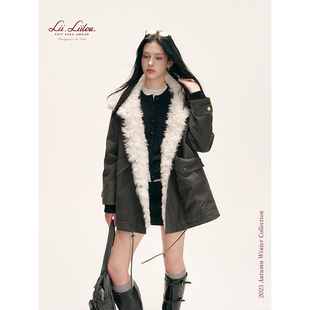 25aw 派克服中长款 都市游牧 100棉毛领工装 外套 50白鸭绒 Liilou