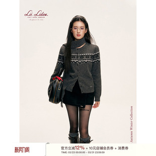 Fair 围巾套装 Isle 羊毛混纺圆领针织毛衣开衫 雪花费尔岛 Liilou