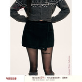 clean fit 65%绵羊毛 Liilou 不规则毛呢短款 A字半身裙