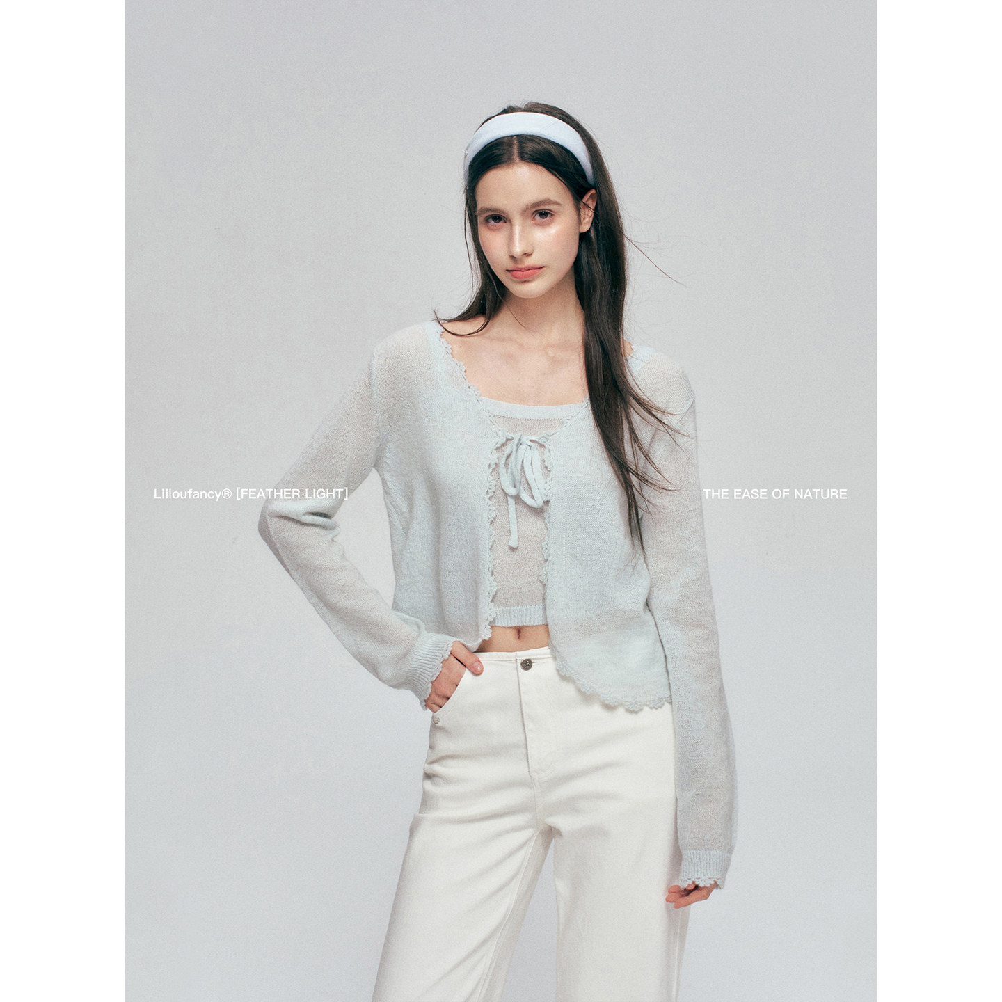 Liilou 26aw Athleisure 勾针花边 软糯细腻针织开衫吊带两件套
