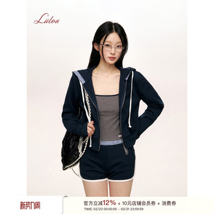 轻运动 套装 有机棉 卫衣外套短裤 格纹拼接短款 Liilou
