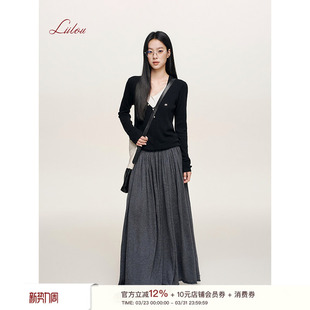 松紧宽腰头腰部褶皱A字垂感长半裙 丝光羊毛 Liilou 松弛感