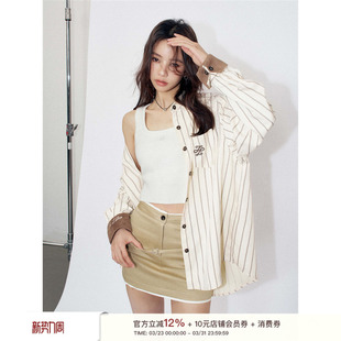 衬衫 朱丹浪姐同款 宽松休闲长袖 麂皮拼接袖 Liilou