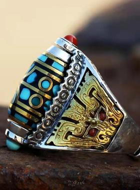 925镀银新款九眼天珠戒指藏