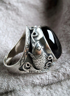 925镀银2025新款复古做旧黑色曜