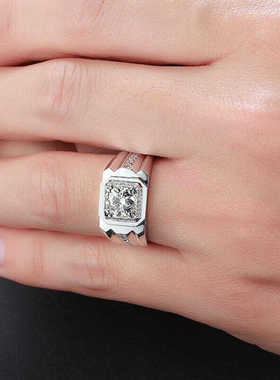 新款男士大钻戒50分男戒锆石戒指