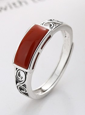 新款创意树叶镂空造型戒托红色长