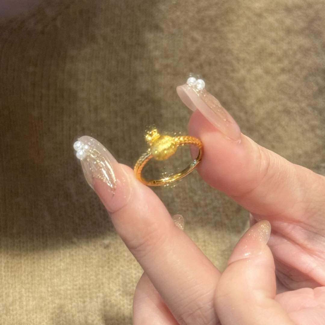 【福气满满】金色拉丝小福袋戒指