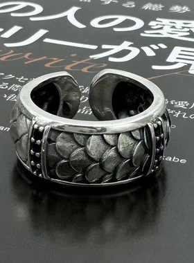 925镀银新款龙鳞戒指男士复古个