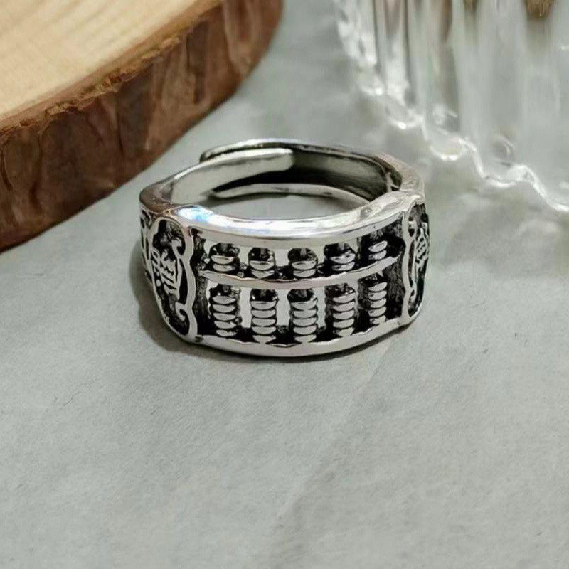 新款复古钱币算盘戒指个性民族风男女款开口可调节