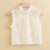 女上衣假领子叠穿装 2025新款 春秋薄款 短款 修领部内搭背心 蕾丝小衫