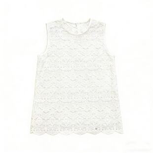 韩版时尚百搭复古钩花镂空无袖蕾丝背心女洋气小衫气质外搭上衣