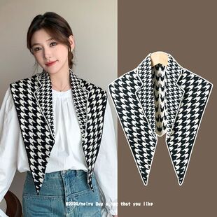 双面针织三角巾女春夏季薄款装饰领巾韩版百搭外搭披肩围巾欧美风