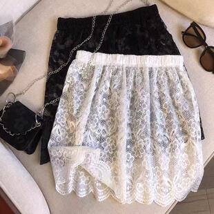 优品质蕾丝A字半身裙女通勤显瘦叠穿短裙遮臀大码裙子防走光屁帘