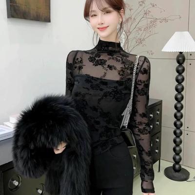 长袖网纱蕾丝2025新款洋气t恤