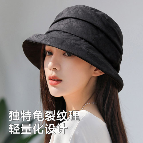 香云纱桑蚕丝遮阳防晒渔夫帽