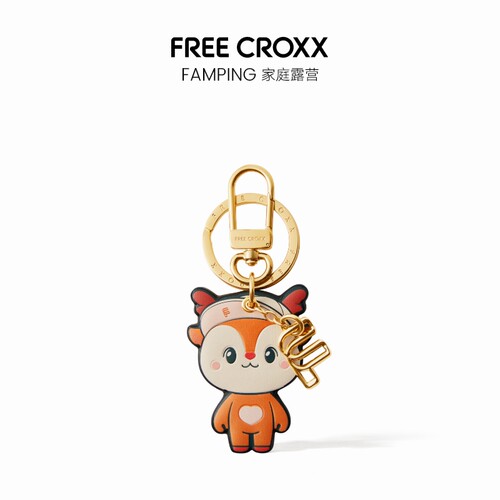 圆鹿钥匙圈孚锐科斯牛皮印花
