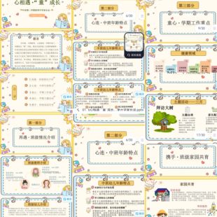 幼儿园中班下学期春季家长会开学家长会PPT模板电子素材送发言稿