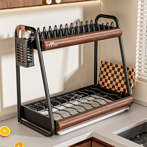 中古风厨房碗碟架收纳架沥水架碗架放碗盘架碗筷收纳盒置物架