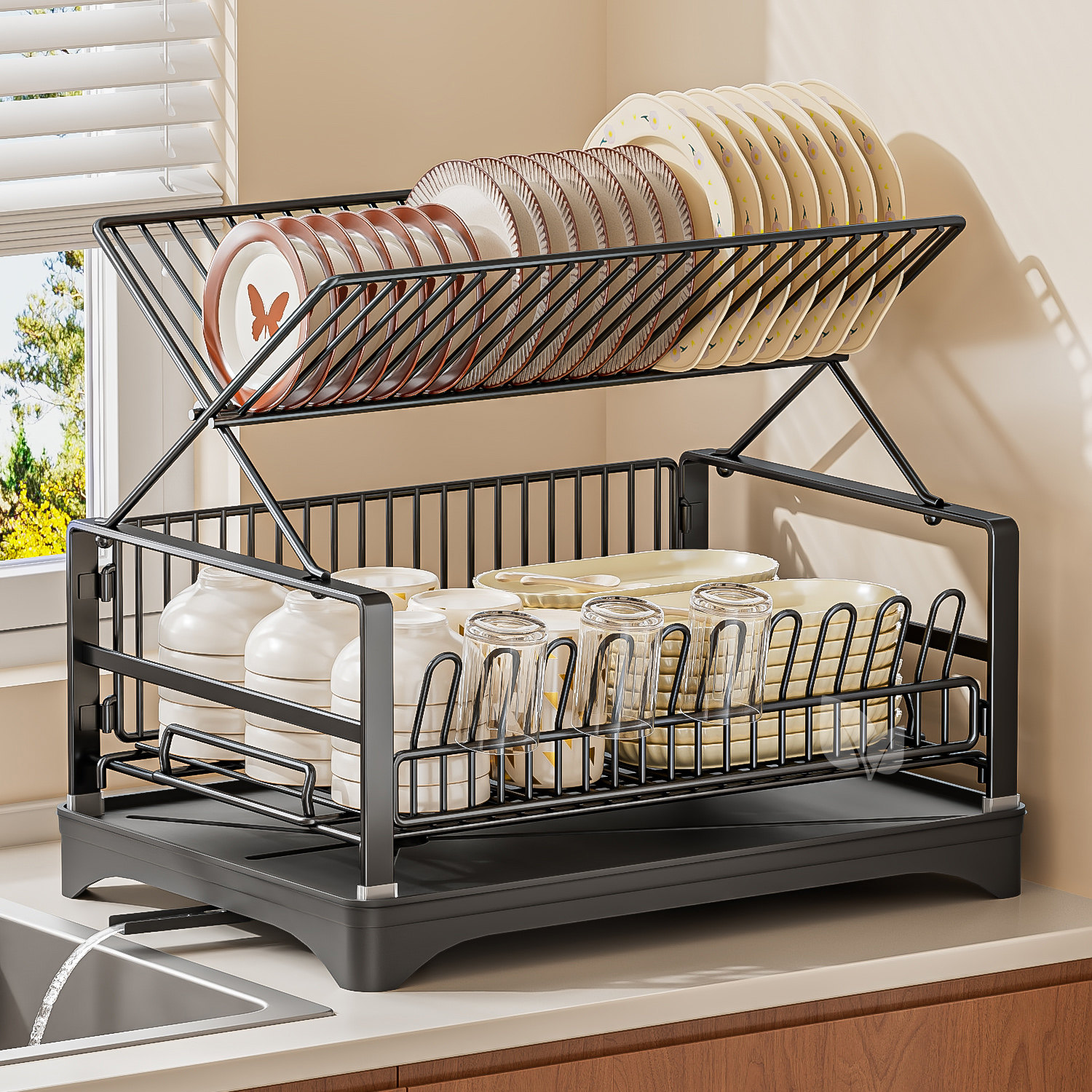 豫之曙碗碟收纳架橱柜碗架厨房置物架下水槽抽屉式拉篮碗盘沥水架