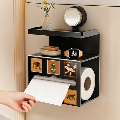 吸盘卫生间厕纸盒壁挂式厕所抽纸卷纸挂架洗手间免打孔纸巾置物架