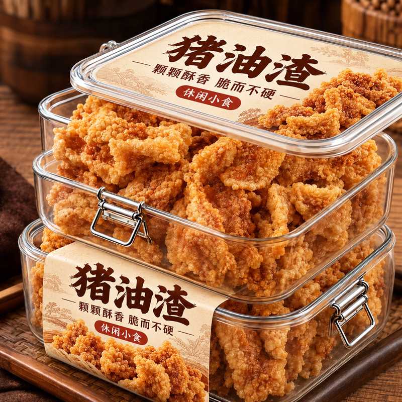 猪油渣酥脆皮五花肉脂渣油炸特产香酥猪肉脂渣零食香酥猪油渣小吃