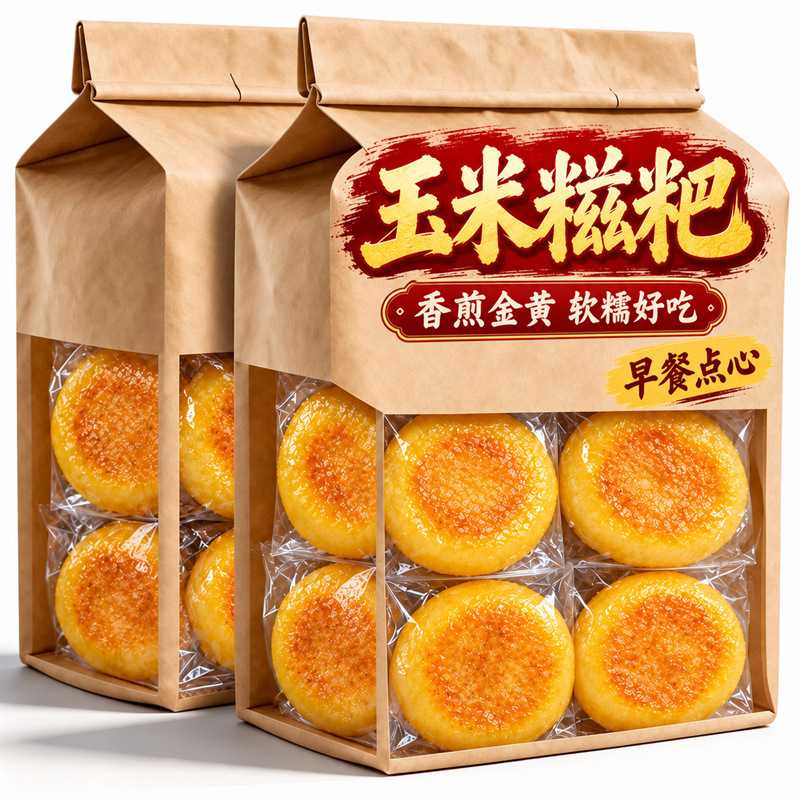 玉米糍粑纯手工糯米湖南特产无红糖包谷粑粑杂粮早餐代餐粗粮年糕