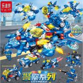 全套8盒城市警察战车8合一益智拼装 积木儿童男小颗粒玩具礼物