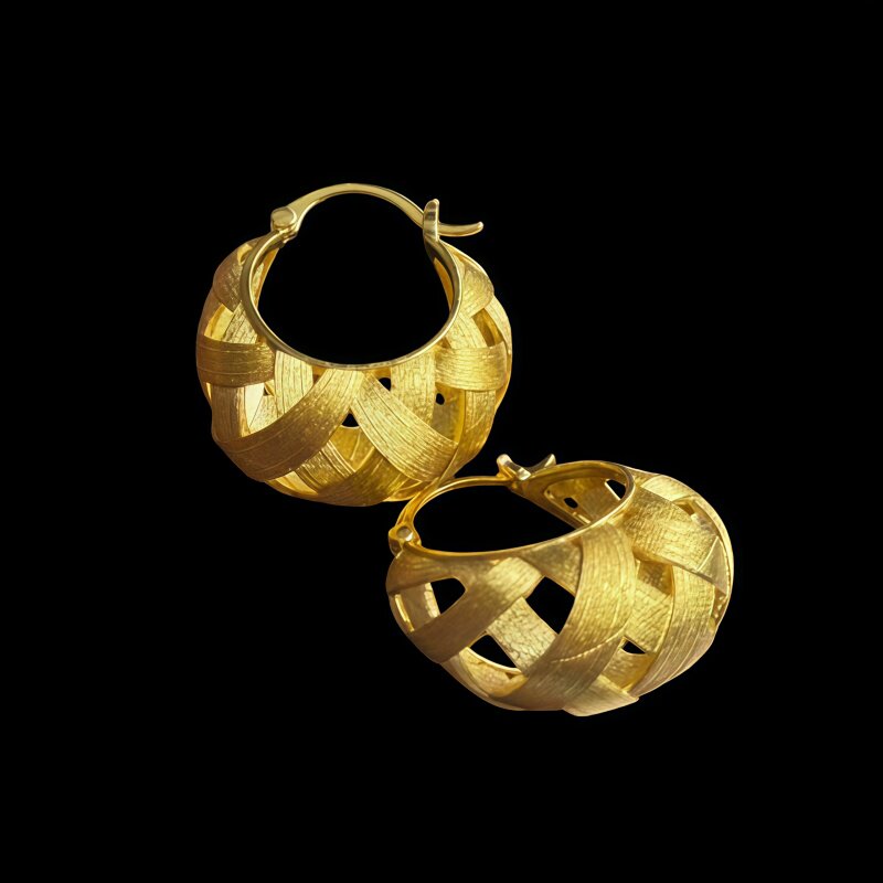 「曼哈顿」耳环轻奢高级感拉丝肌理素金色编织小众设计耳环耳圈,饰品/流行首饰/时尚饰品新,耳环,淘宝优惠券,粉丝福利购,淘宝优惠卷