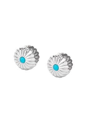 雏菊绿松石耳钉 原创设计绿松石生日礼物925银针耳坠
