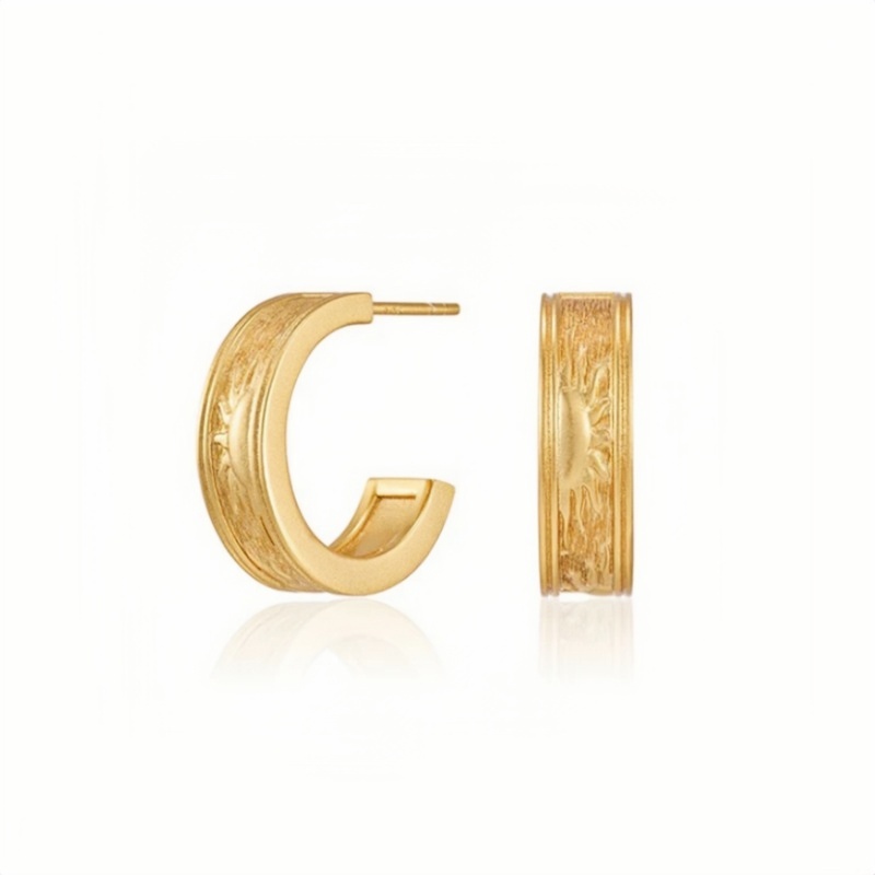 旭日小众拉丝耳圈复古哑光金属